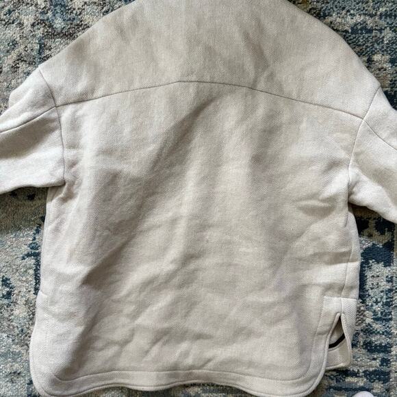 Zara Oversized Manteco Wool Blend Overshirt Shacket In Stone - Picture 9 of 9